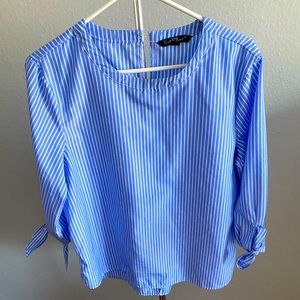 Blue striped linen blouse